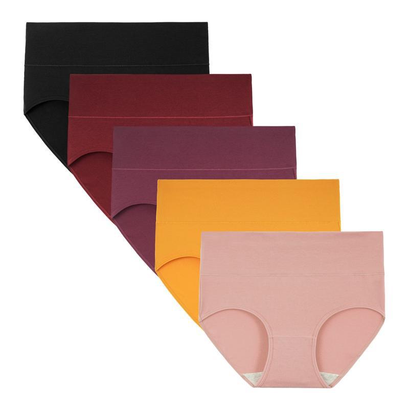 Women’s High Waisted Cotton Panties 5-Pack – Soft, Breathable Full Coverage Briefs