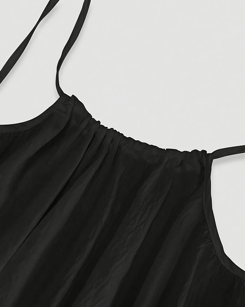 Solid Color Backless Cami Dress