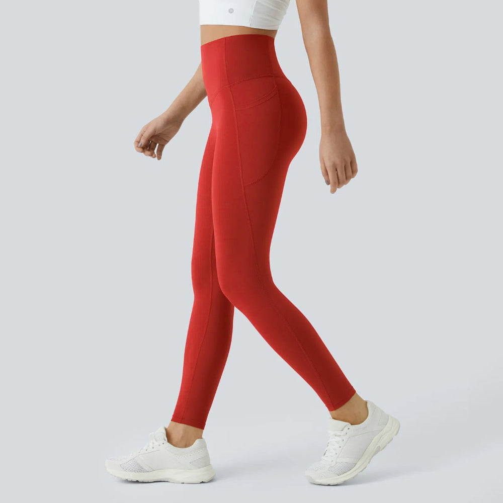 High Waisted Tummy Control Leggings with Side Pockets – 4-Way Stretch.