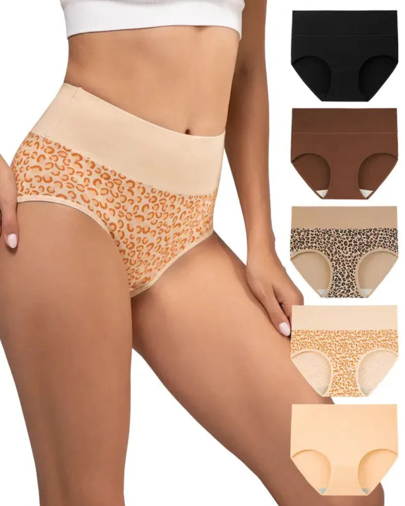 Women’s High Waisted Cotton Panties 5-Pack – Soft, Breathable Full Coverage Briefs