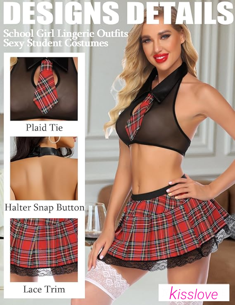 Sexy School Girl Costume Set with Matching G-String