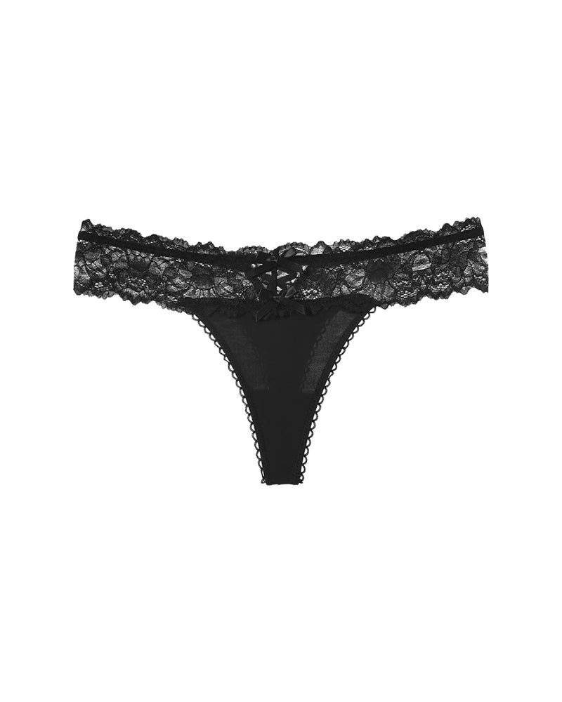 3-Pack Women’s Sexy Lace Low-Waist Thongs – Hollow Cross Ice Silk Satin