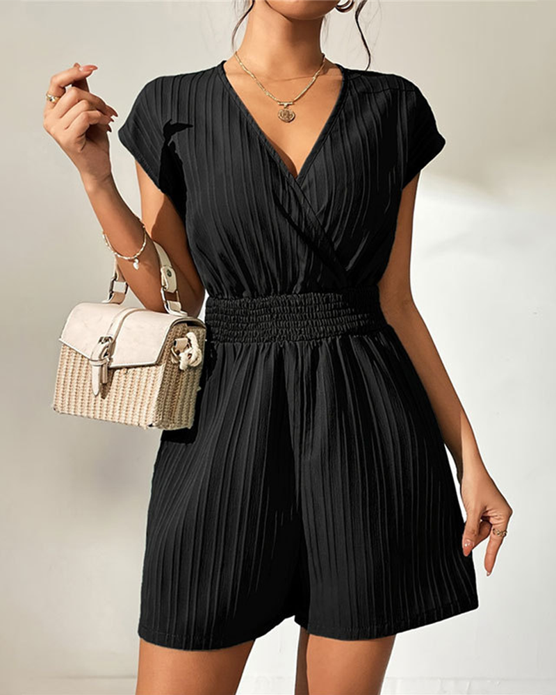 Summer V-Neck Cap Sleeve Romper – Elegant, Lightweight & Flattering Fit