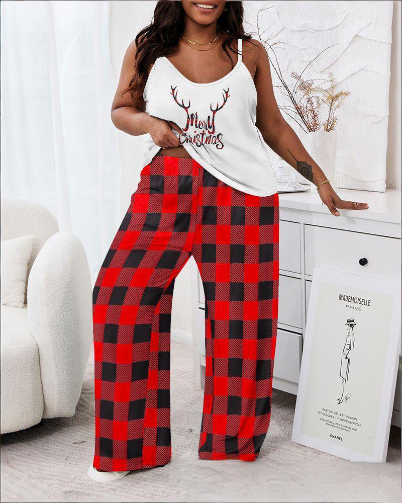 Plus Size Sleeveless Cami Top & Pants Set
