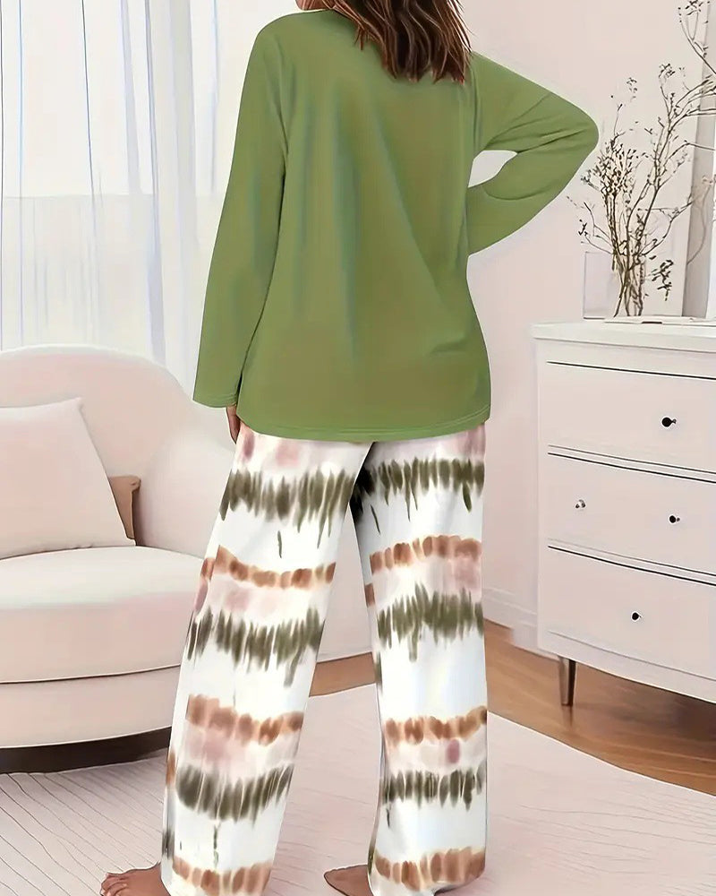 Comfy Striped Short Sleeve Lounge Set with Wide-Leg Pants
