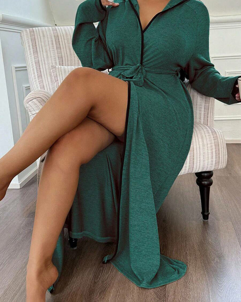 Women’s Long Sleeve Bathrobe – Cozy Casual Robe with Belt