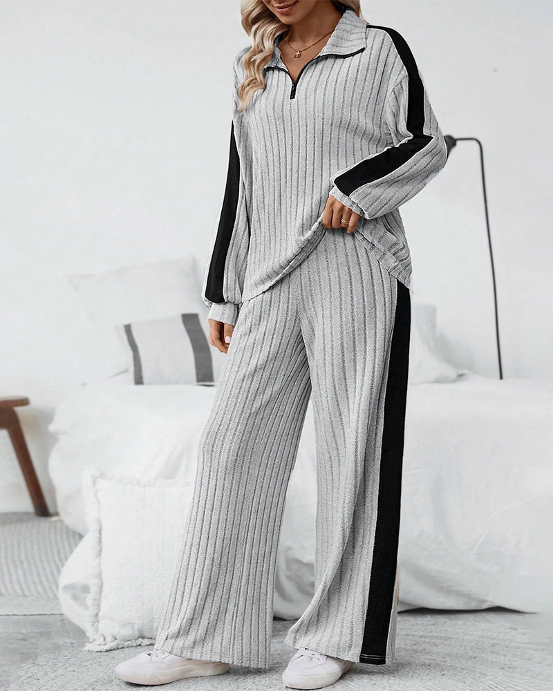 Women’s Designer Sweatshirt & Wide-Leg Pants Set