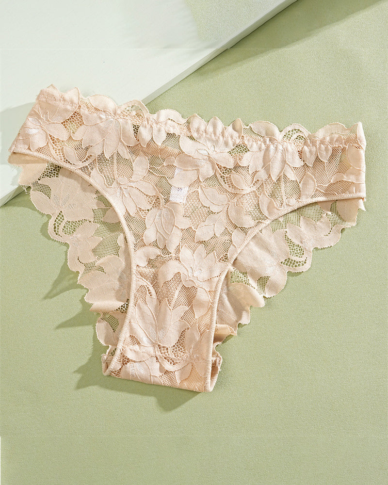 Sexy Sheer Lace Low-Waist Bikini Panties – Semi-Cheeky & Flirty