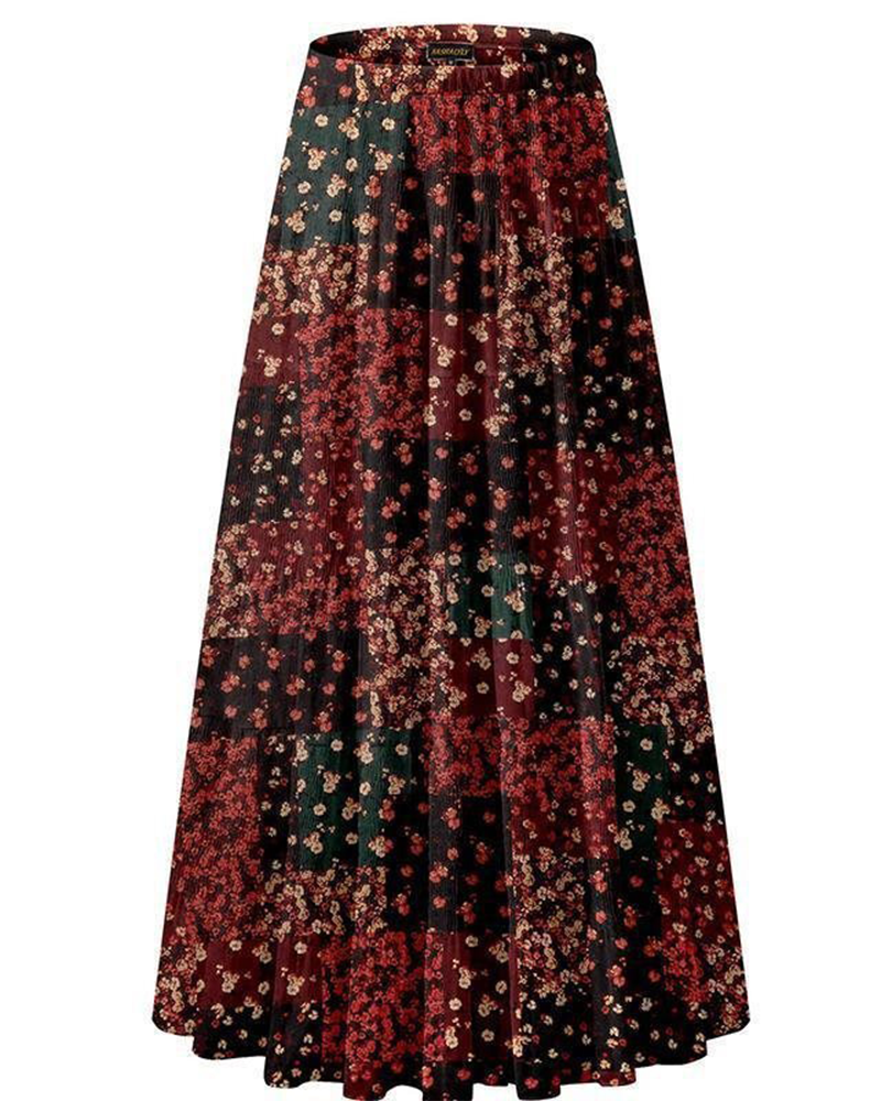Boho Chiffon High Waist Pleated Maxi Skirt