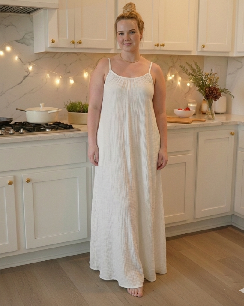 Women's Solid Color Backless Cami NightDress