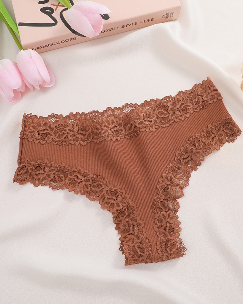 Shesways® Cotton Lace Low Rise Brazilian Bikini