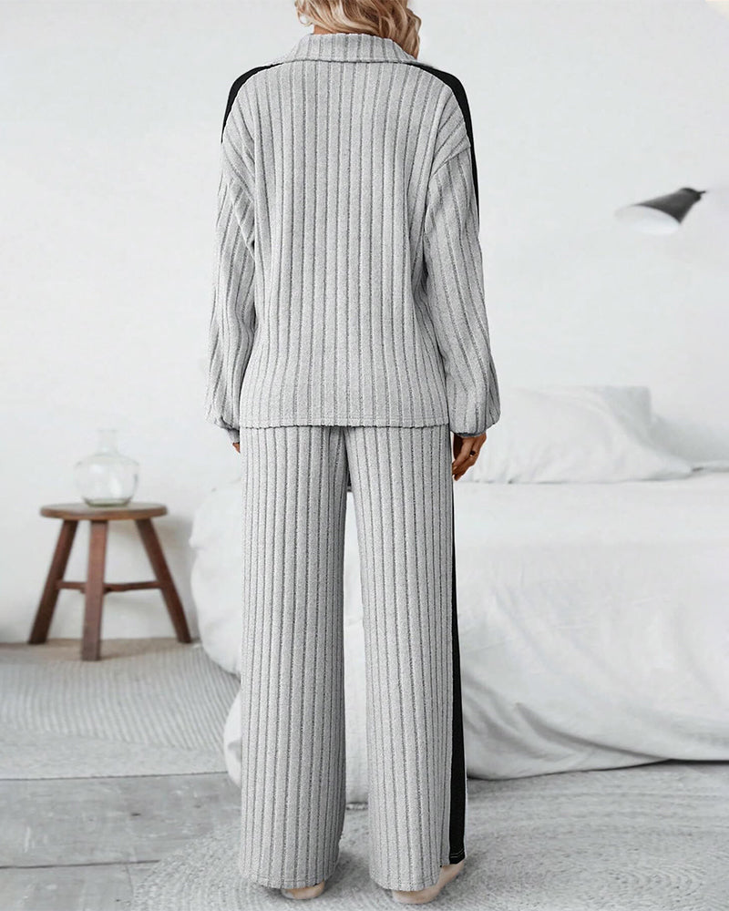 Women’s Designer Sweatshirt & Wide-Leg Pants Set