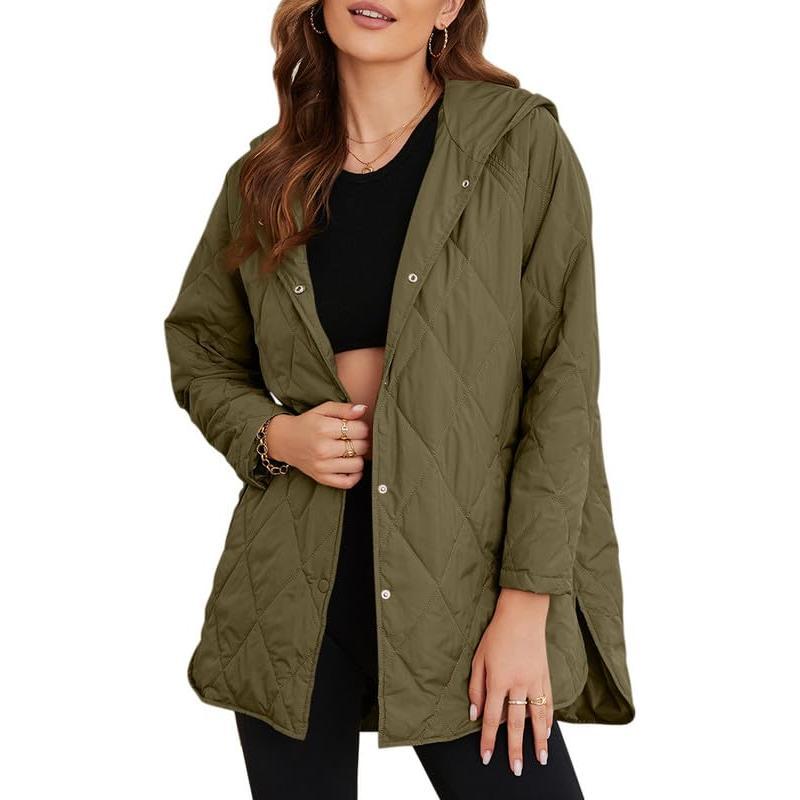 Women’s Quilted Puffer Jacket – Lightweight Hooded Oversized Coat for Fall & Winter