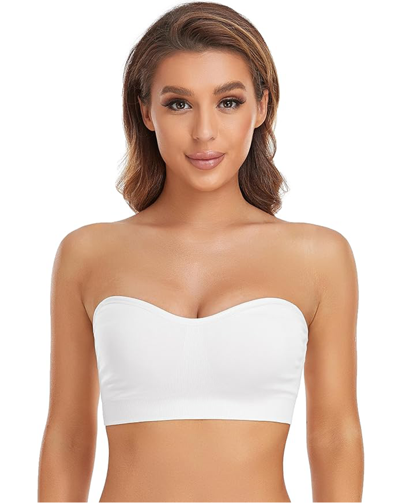 Strapless Non-Slip Bandeau Bra – Wireless, Padded, with Removable Straps