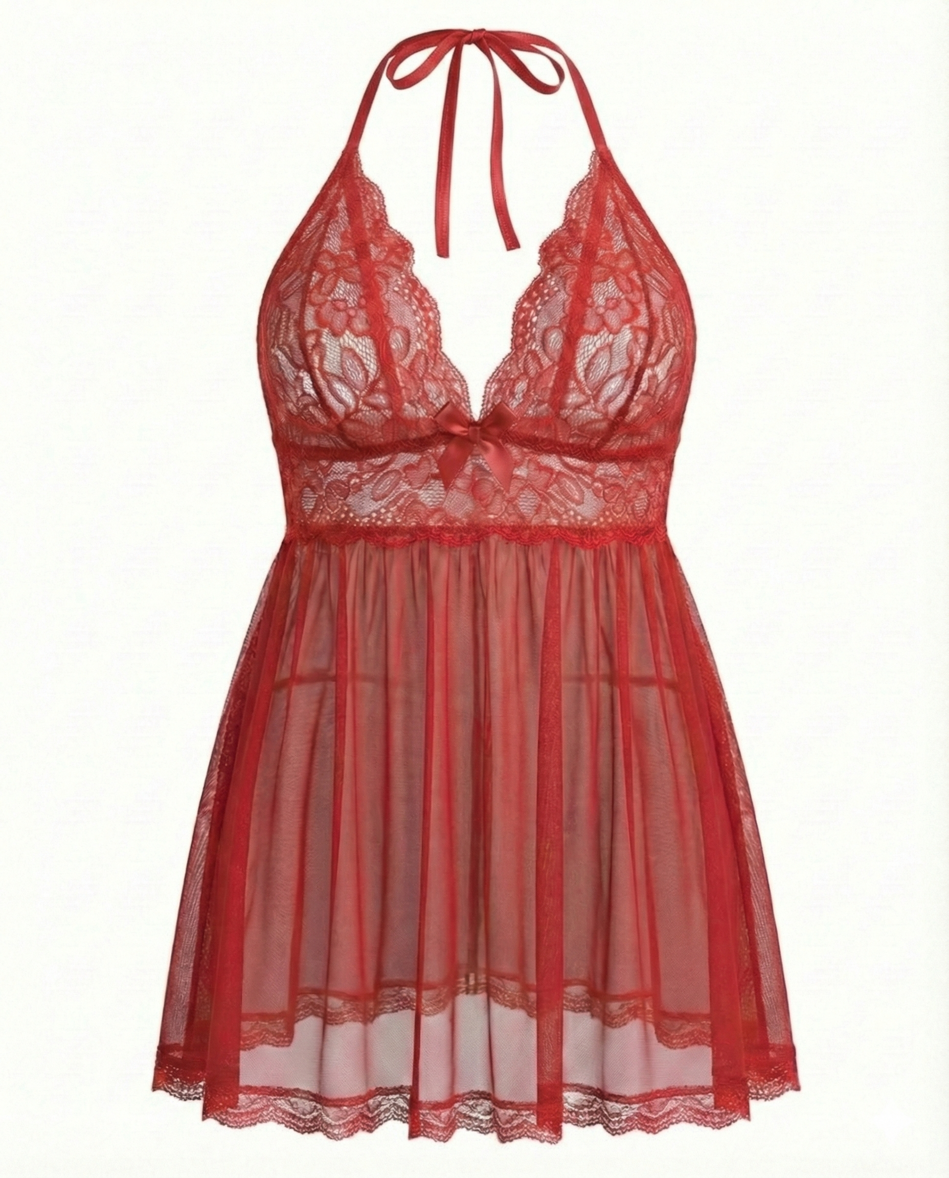 Women’s Plus Size Lace Babydoll – Mesh Chemise Sleepwear