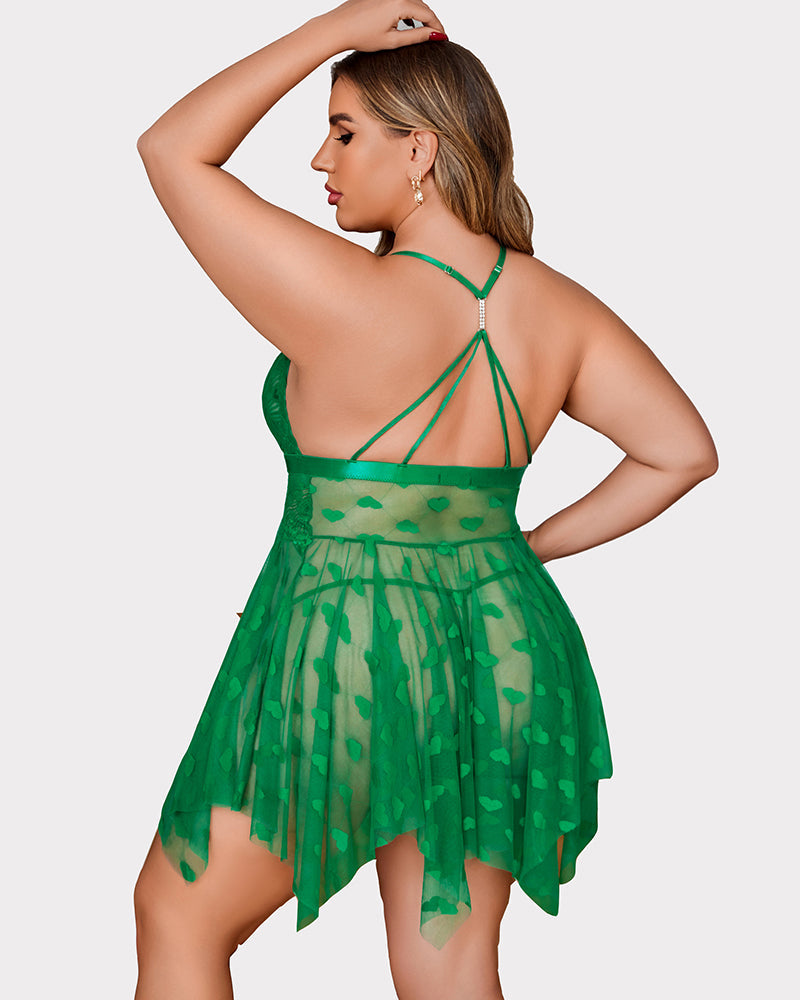 Plus Size Lace Nightdress with Front Slit