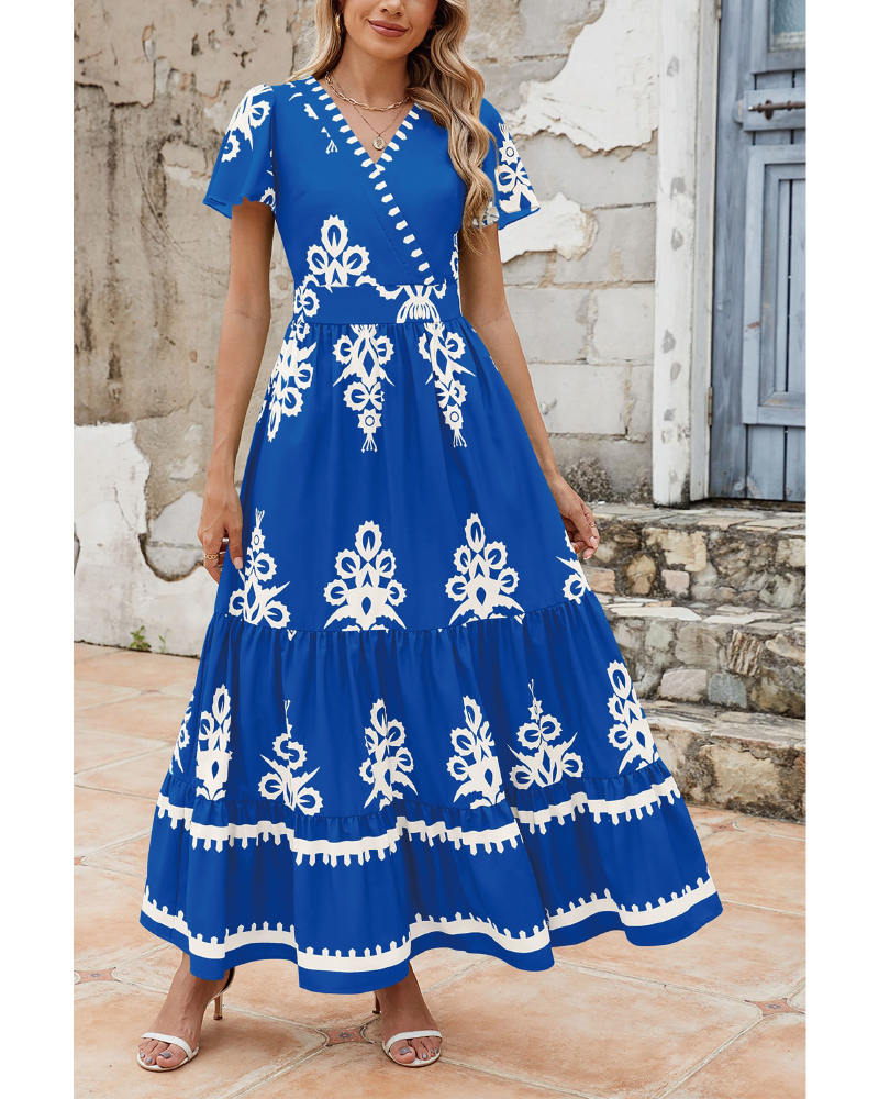 Shesways® LinenChic Wrap Maxi Dress