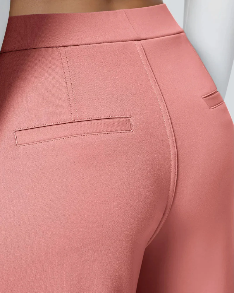 Flex High-Waisted Straight-Leg Work Pants – 4-Way Stretch Business Casual Pants with Pockets