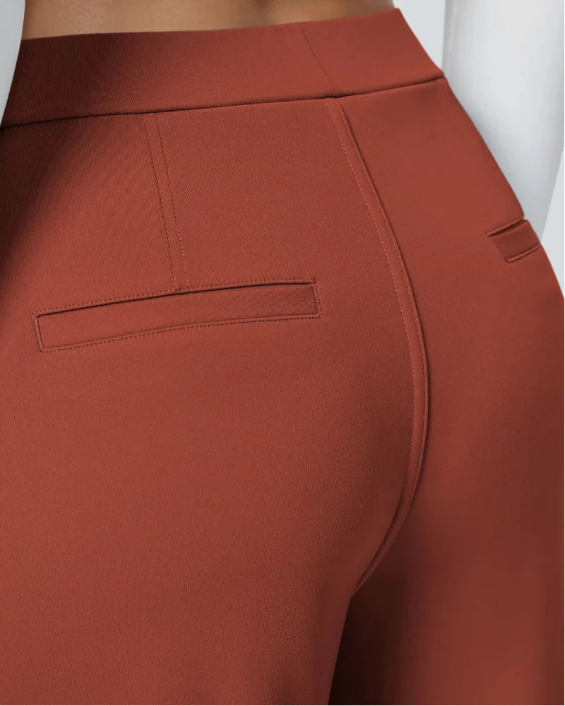 Flex High-Waisted Straight-Leg Work Pants – 4-Way Stretch Business Casual Pants with Pockets