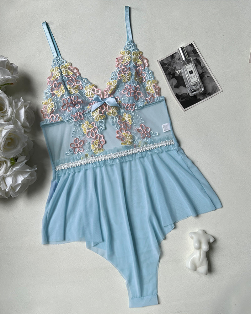 Sexy Embroidered Bodysuit Lingerie