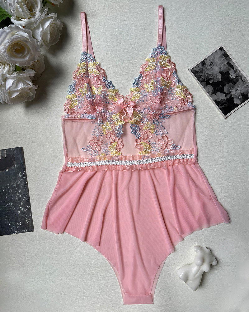 Sexy Embroidered Bodysuit Lingerie