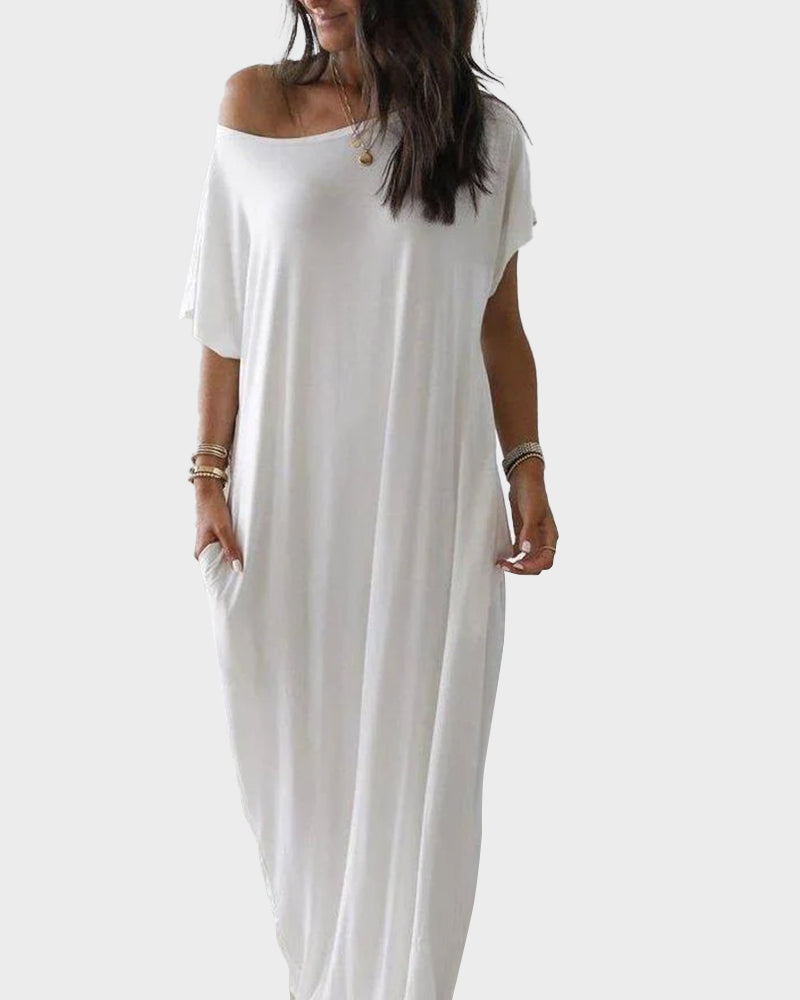 Women's Solid Color Batwing Sleeve Casual Nightdress