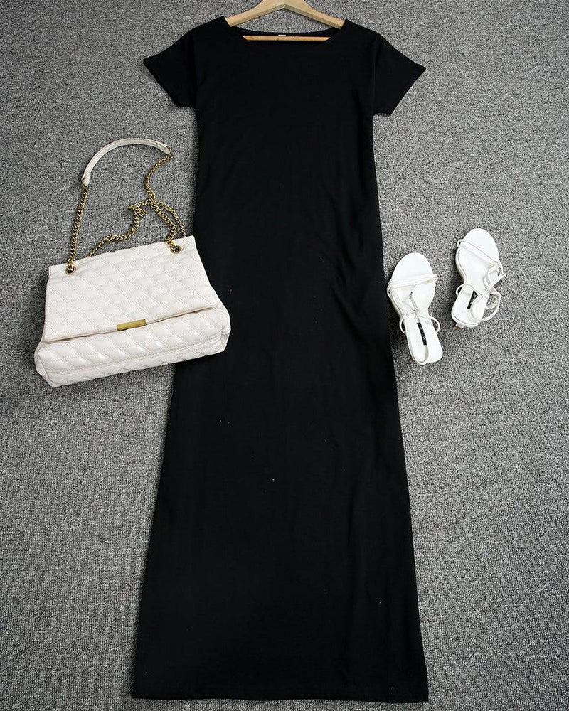Women's Solid Color Batwing Sleeve Casual Nightdress