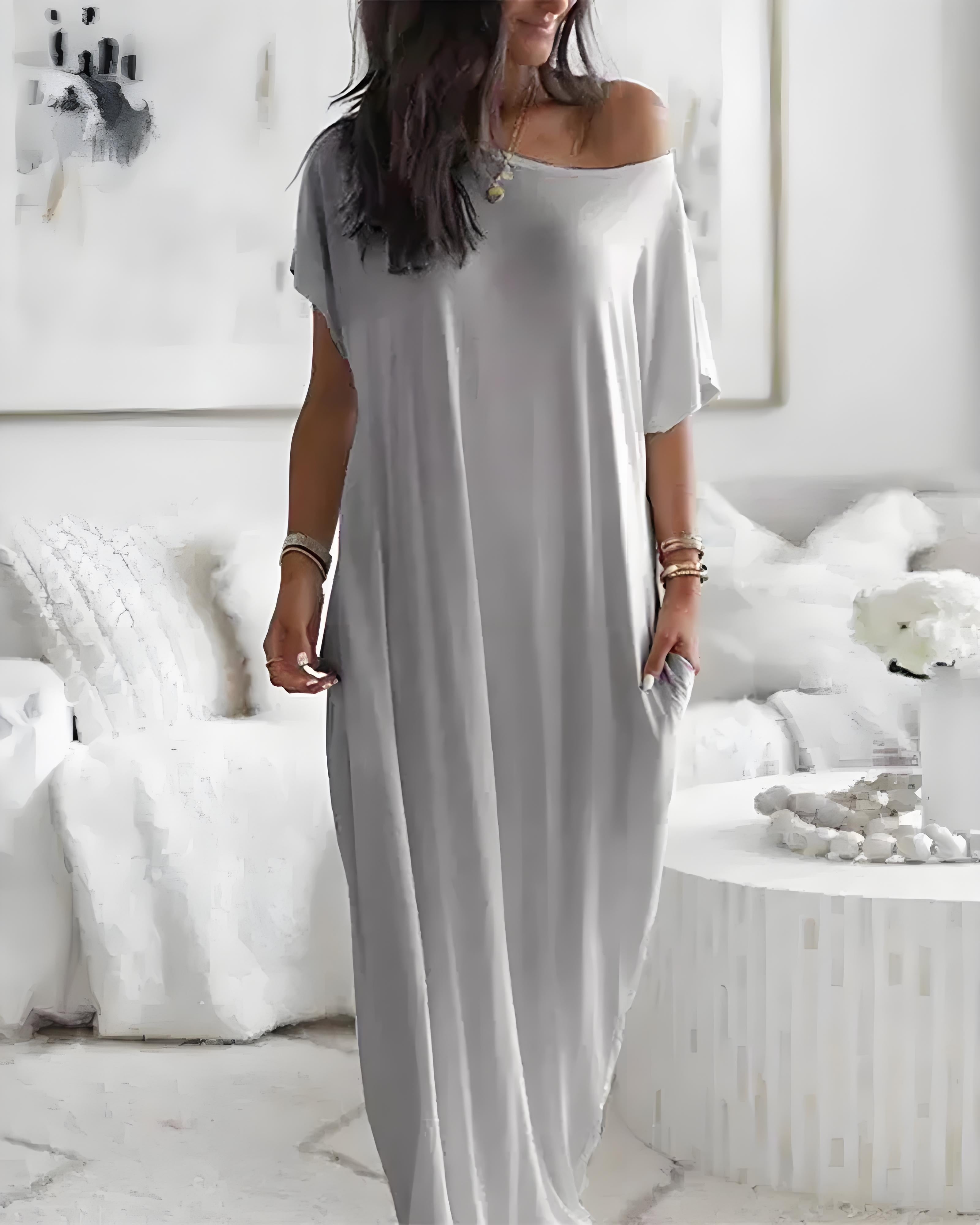 Women's Solid Color Batwing Sleeve Casual Nightdress