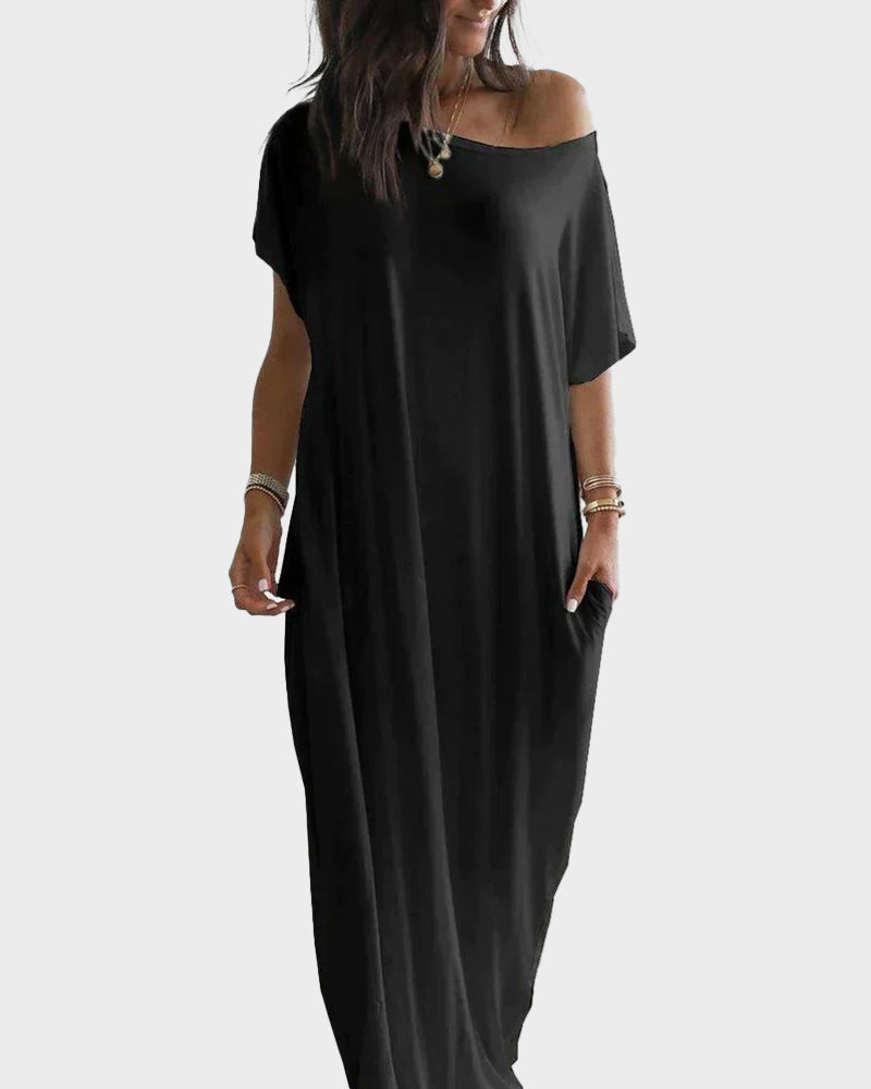 Women's Solid Color Batwing Sleeve Casual Nightdress