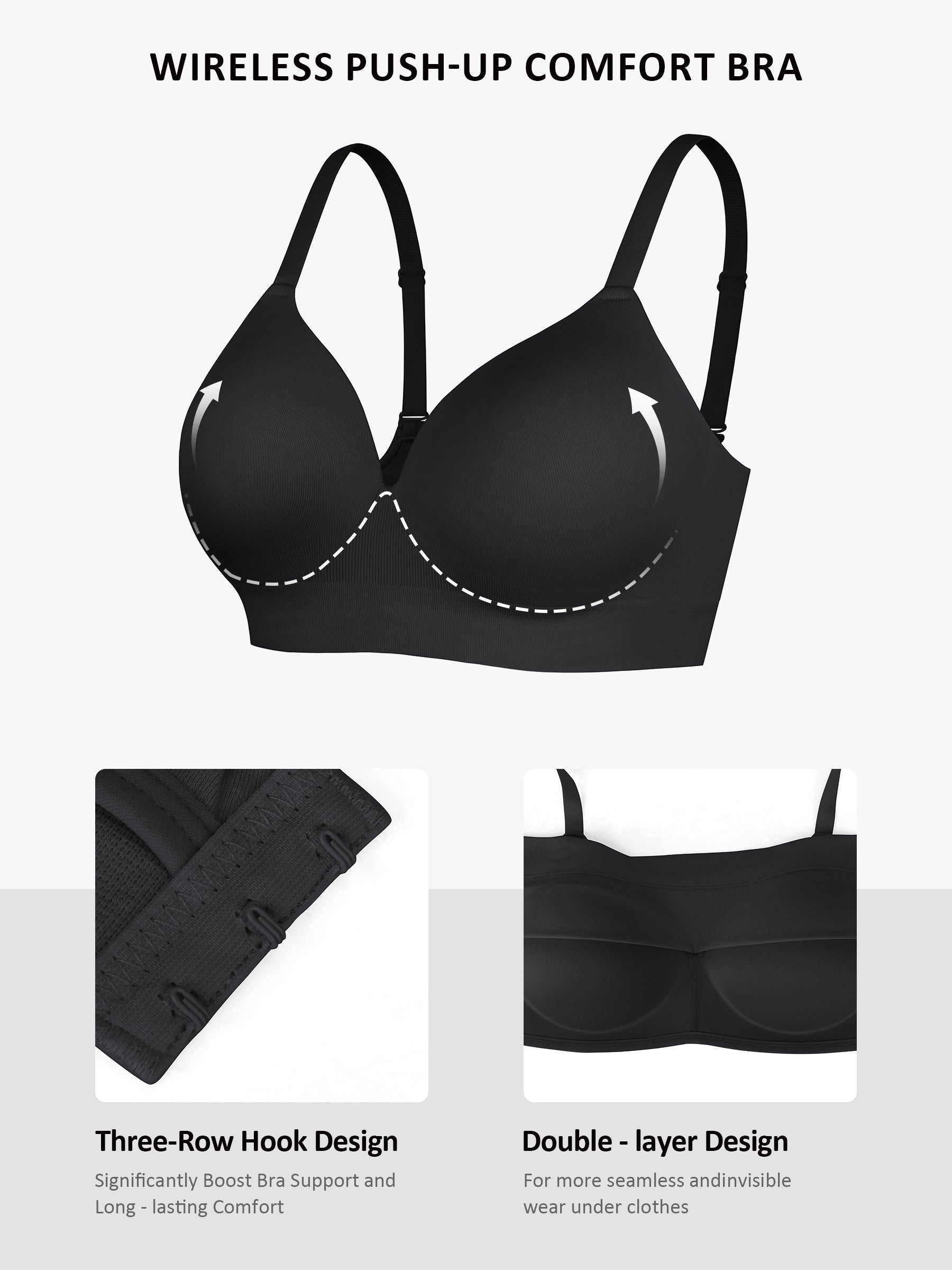 Seamless Wireless Push Up Bra – Full Coverage Comfort