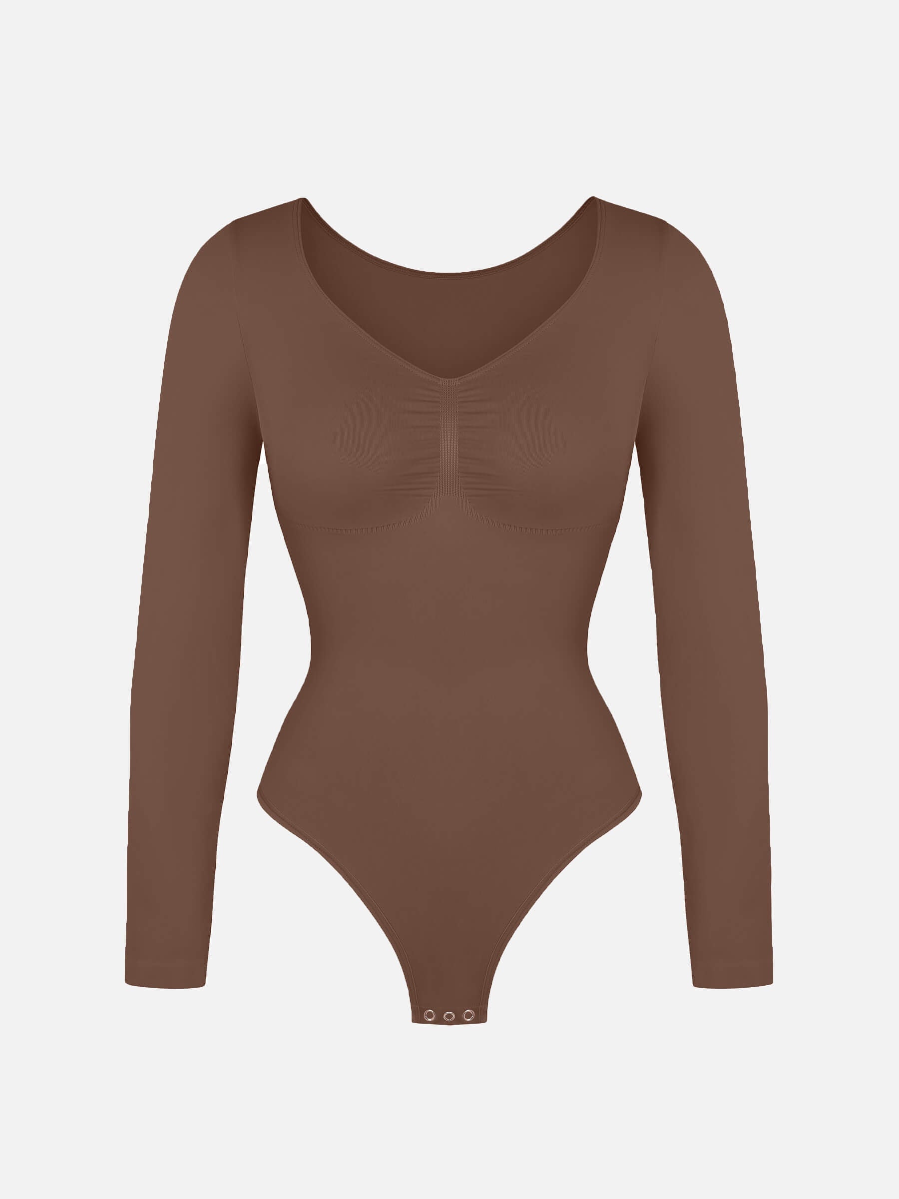 Seamless Long Sleeve Tummy Control Thong Bodysuit