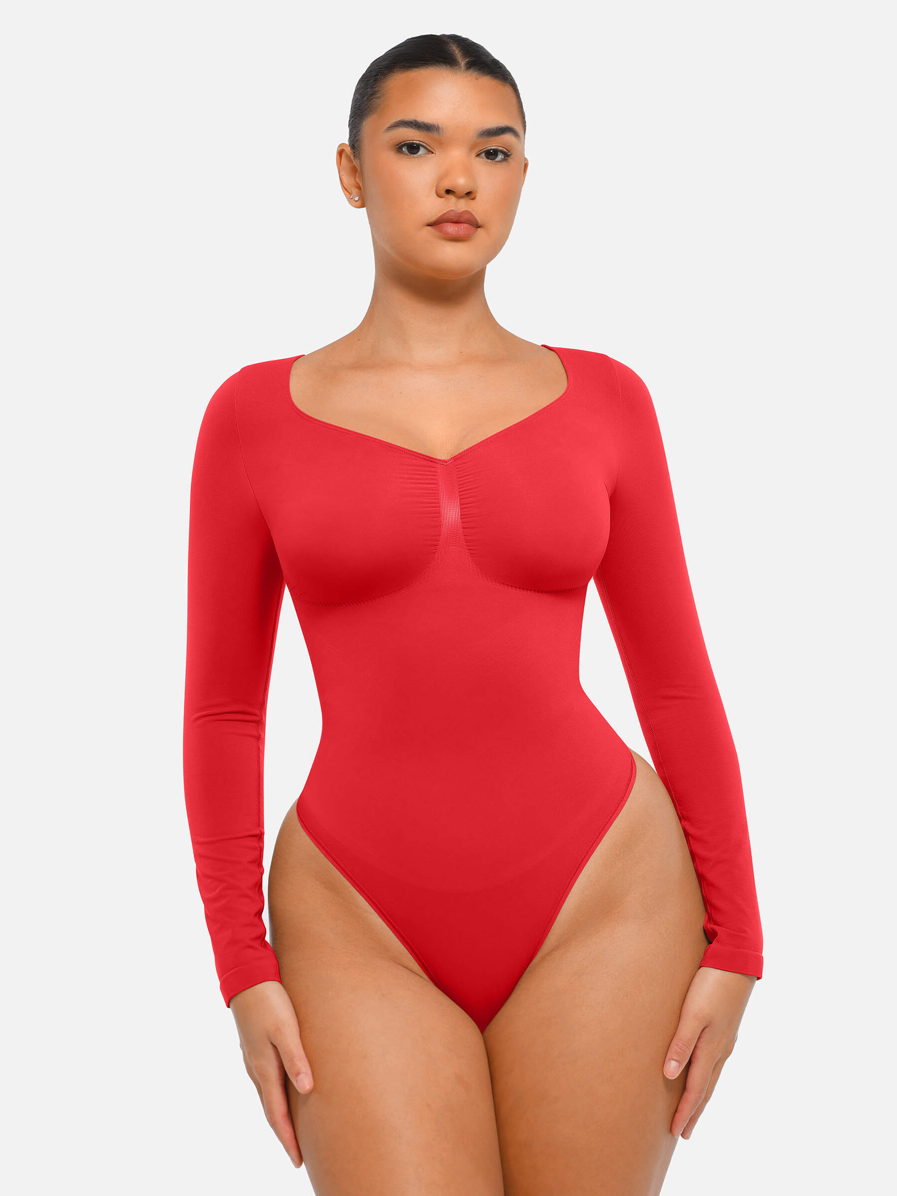 Seamless Long Sleeve Tummy Control Thong Bodysuit