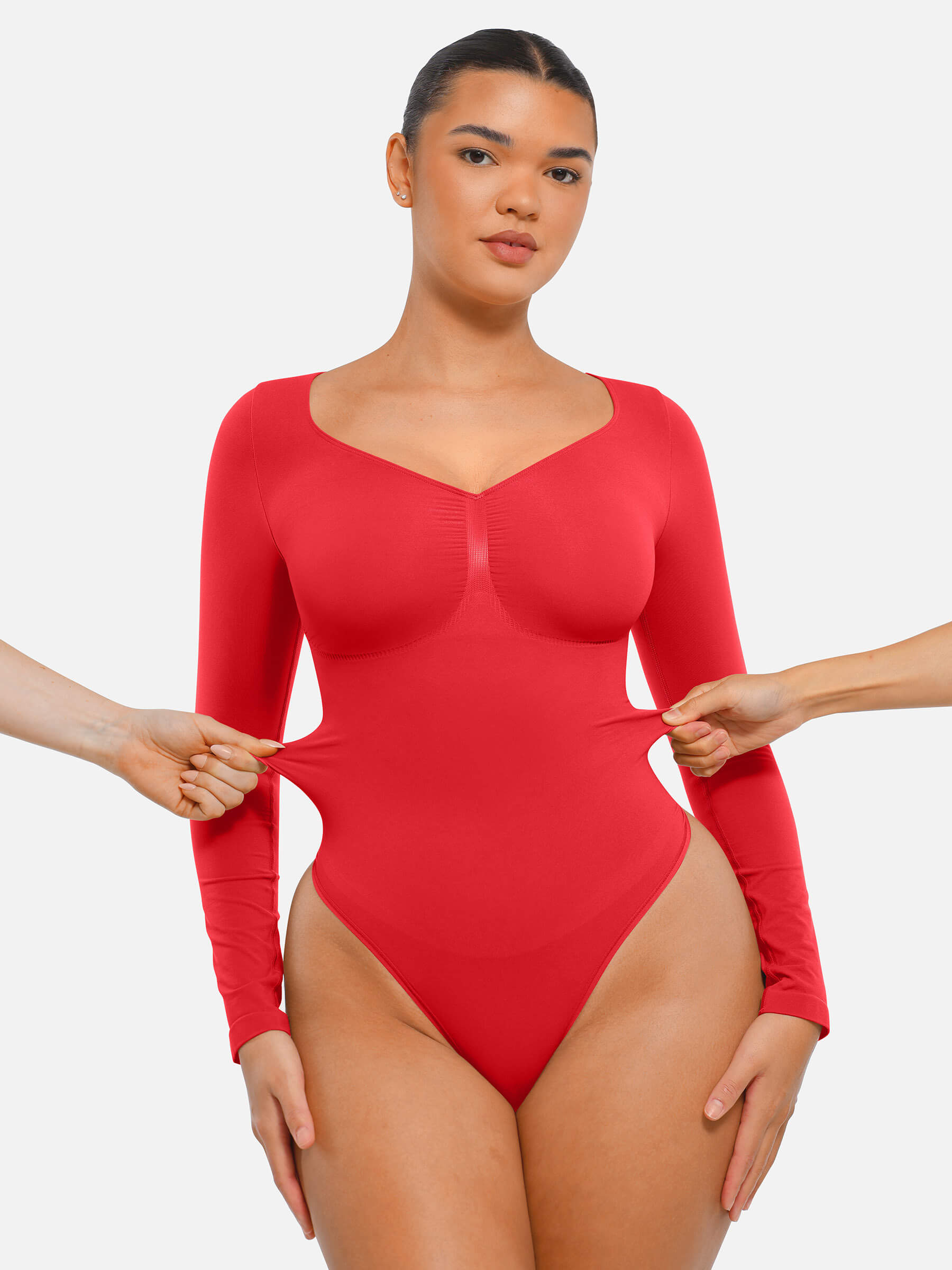 Seamless Long Sleeve Tummy Control Thong Bodysuit