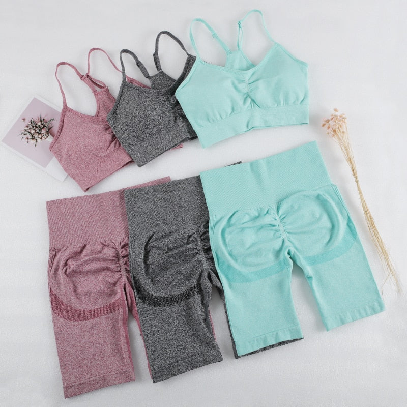 High Waist Push Up Fitness Bra & Shorts