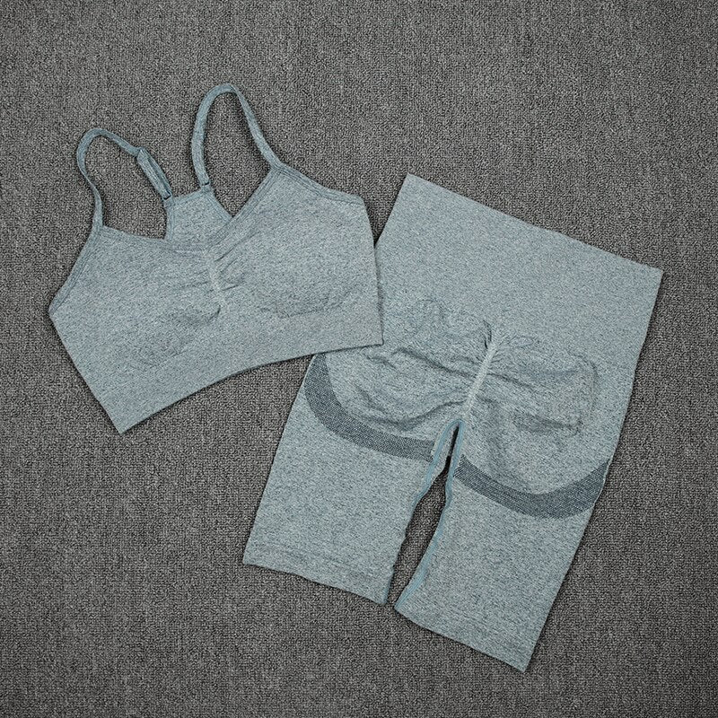 High Waist Push Up Fitness Bra & Shorts
