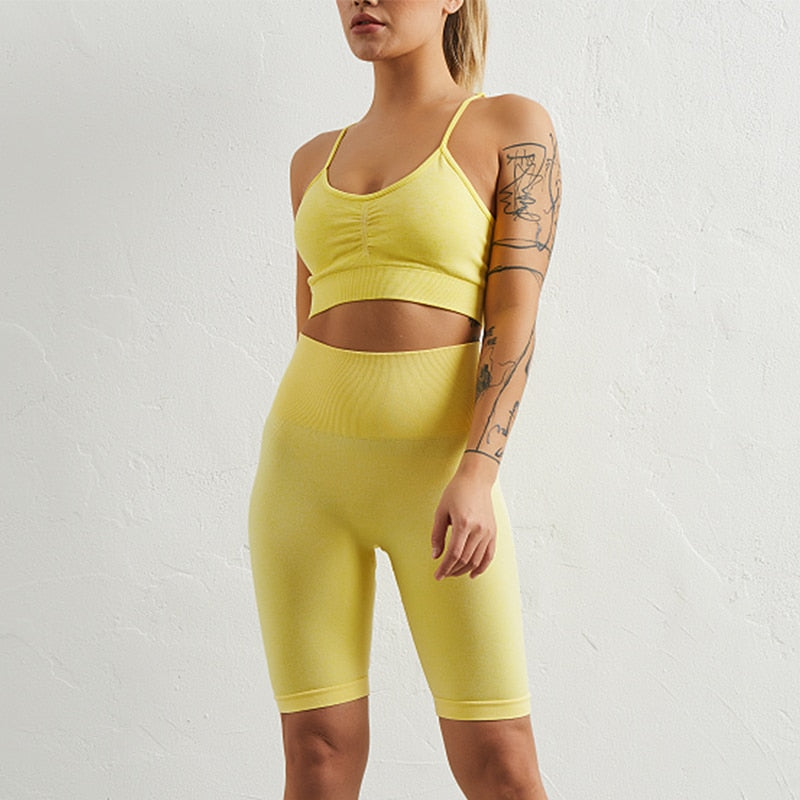 High Waist Push Up Fitness Bra & Shorts