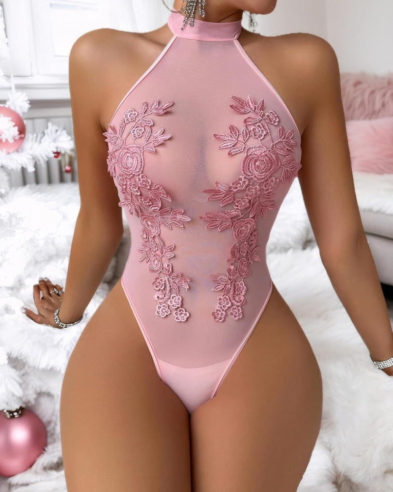 Sexy See-Through Lingerie with Floral Embroidery