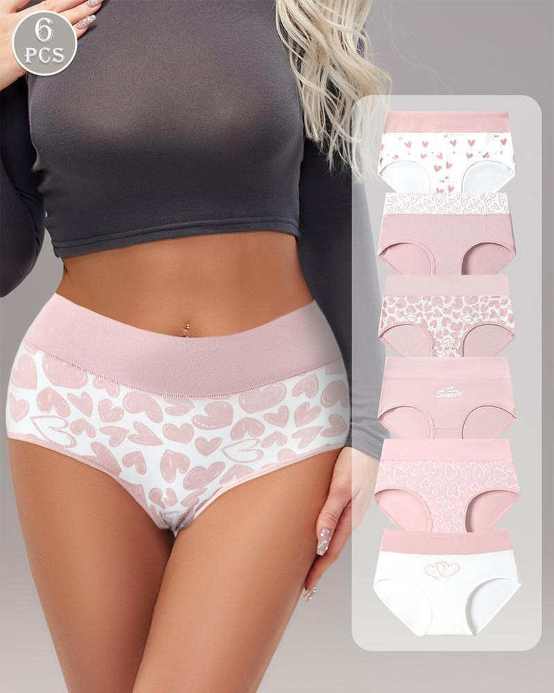 Women’s Cotton High-Waist Panties – Soft Breathable Briefs with Stretchy Waistband & Double-Layer Crotch (6 Pack)