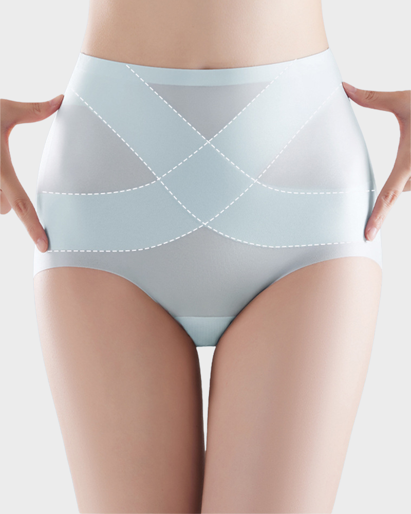 Seamless Ice-Silk High-Waist Tummy Control Panties (4/6 Pack)