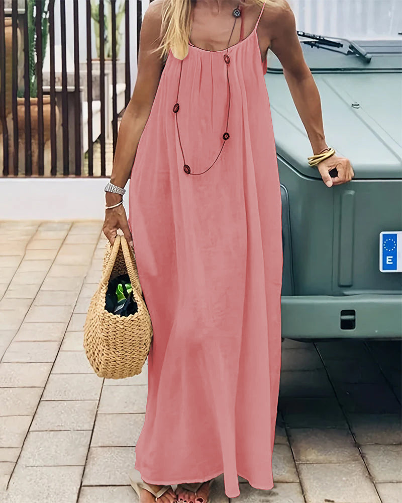 Women's Solid Color Backless Cami NightDress