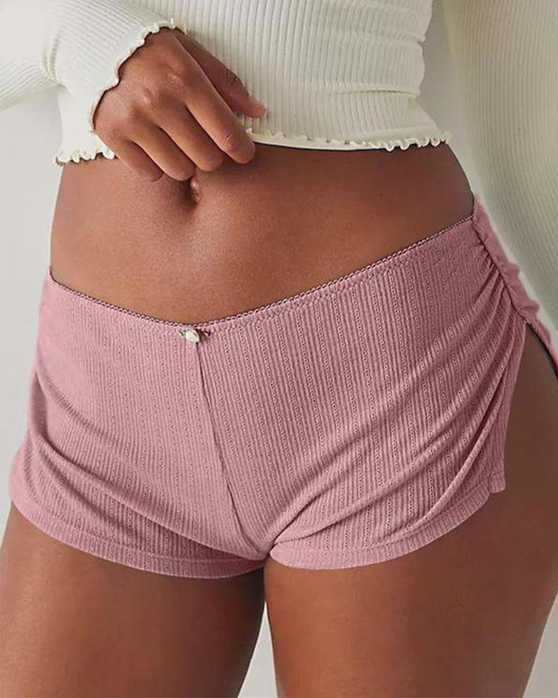 Y2K Side Slit Micro Shorts for Women – Slim Fit Pajama Bottoms