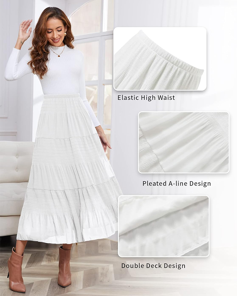 Boho Chiffon High Waist Pleated Maxi Skirt