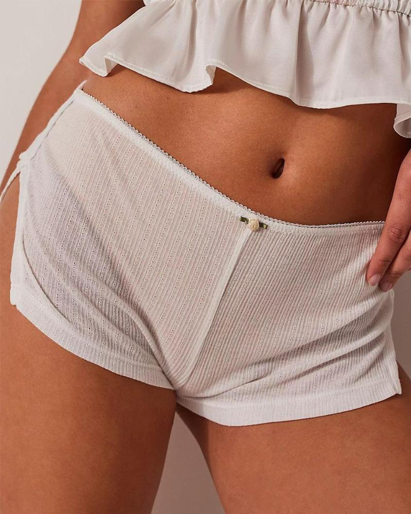 Y2K Side Slit Micro Shorts for Women – Slim Fit Pajama Bottoms