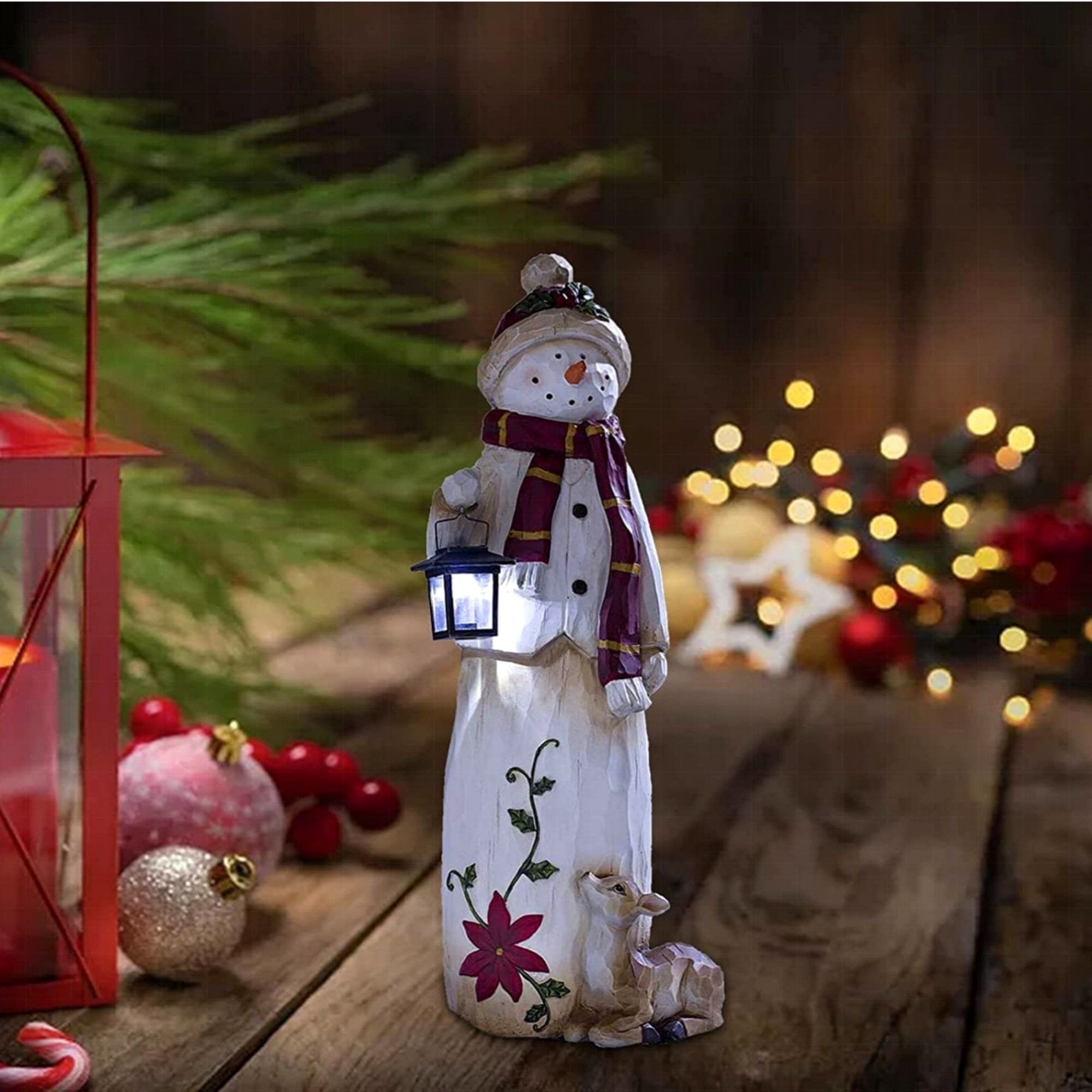 🔥Flash Sale - 49% OFF 🎄Christmas Decoration Woodland Snowman Holding Solar Lantern