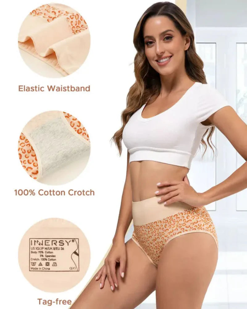 Women’s High Waisted Cotton Panties 5-Pack – Soft, Breathable Full Coverage Briefs