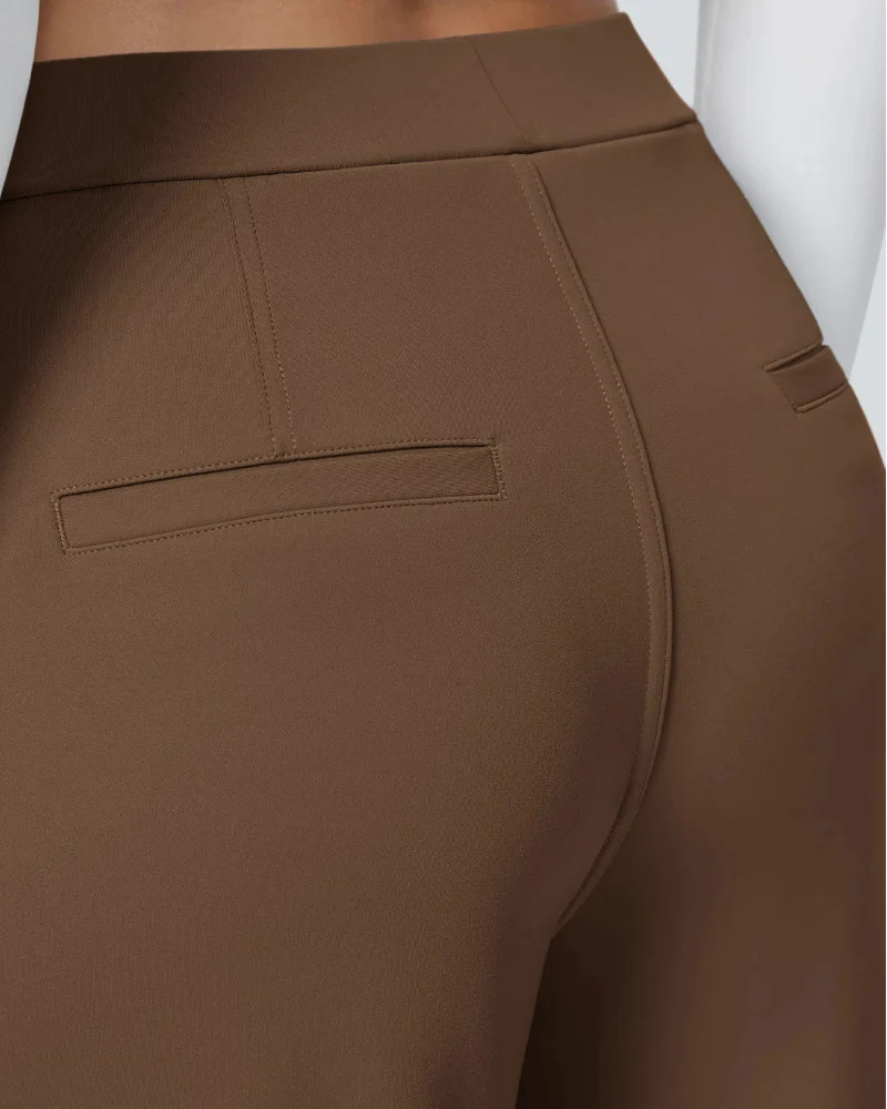 Flex High-Waisted Straight-Leg Work Pants – 4-Way Stretch Business Casual Pants with Pockets