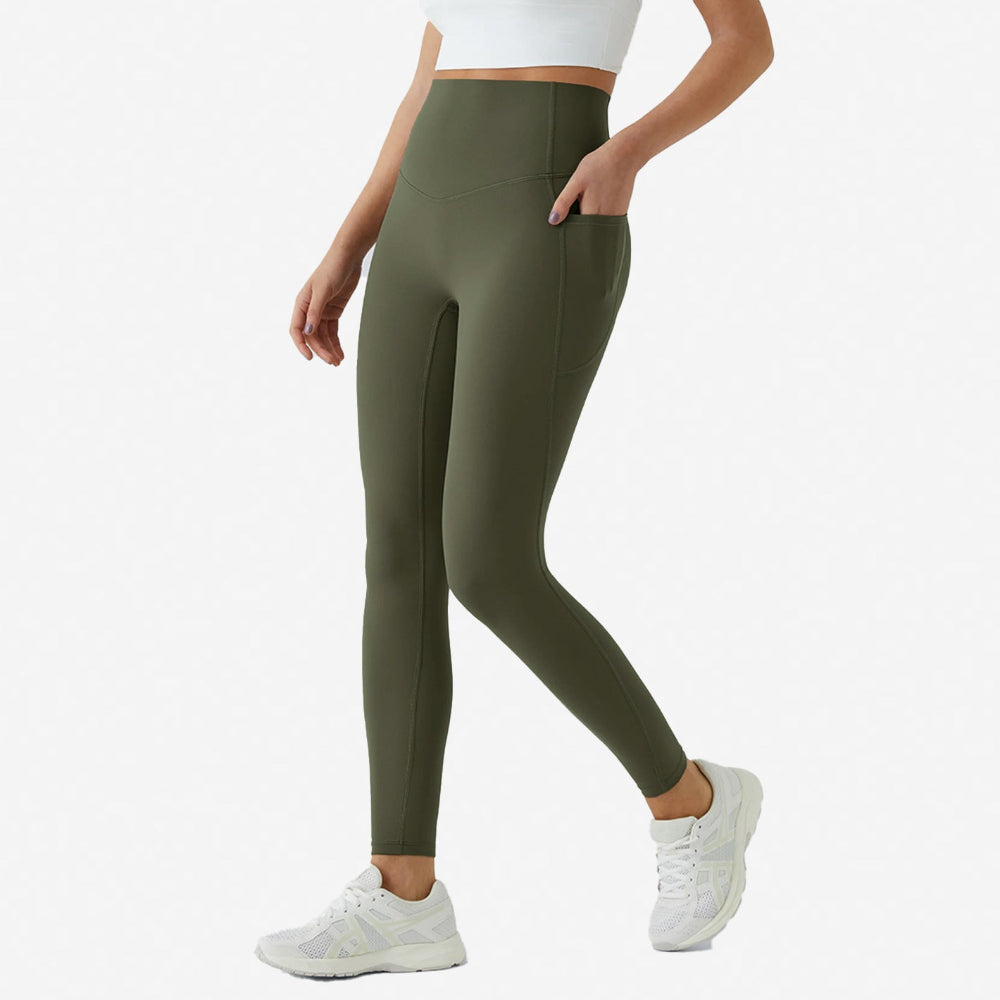 High Waisted Tummy Control Leggings with Side Pockets – 4-Way Stretch.