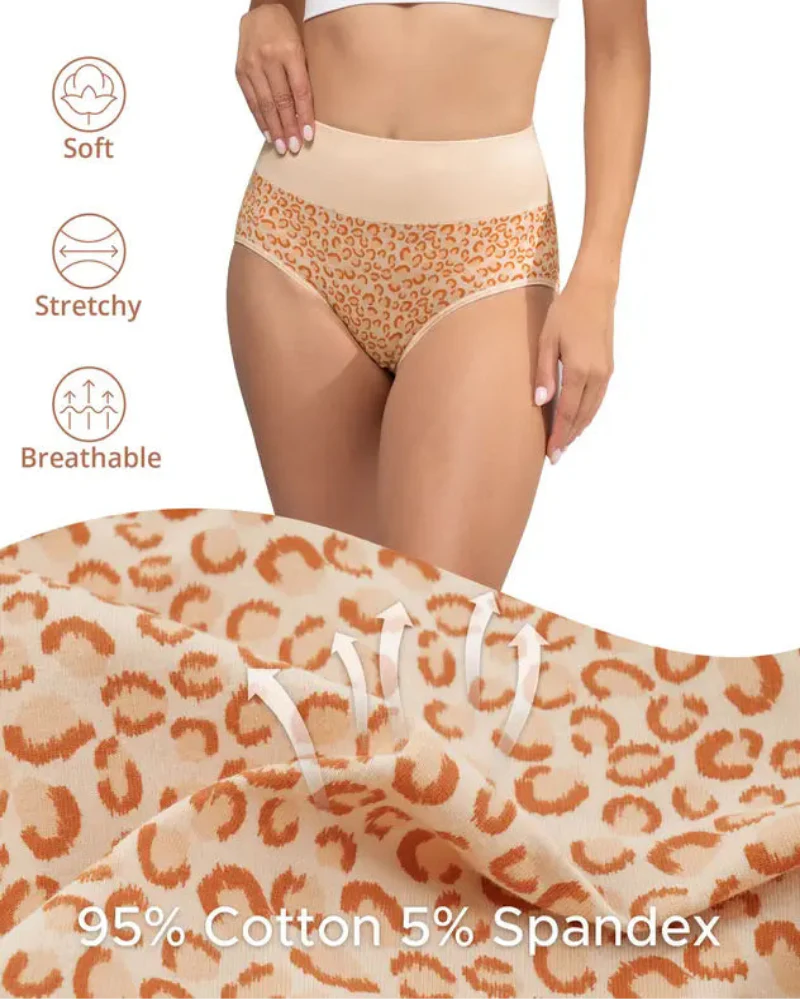 Women’s High Waisted Cotton Panties 5-Pack – Soft, Breathable Full Coverage Briefs