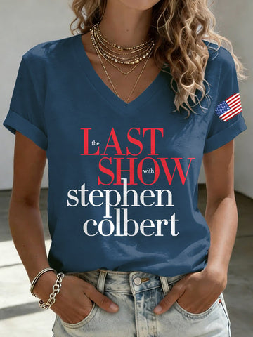 🔥Buy 3 Get 15% Off🔥V-Neck Retro Last Show Print T-Shirt