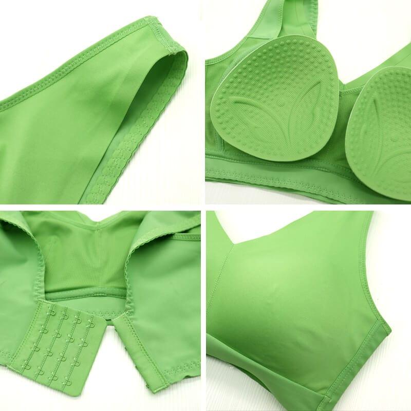 "Feel like not wearing one" Plus Size Wireless Sports Bra - Green